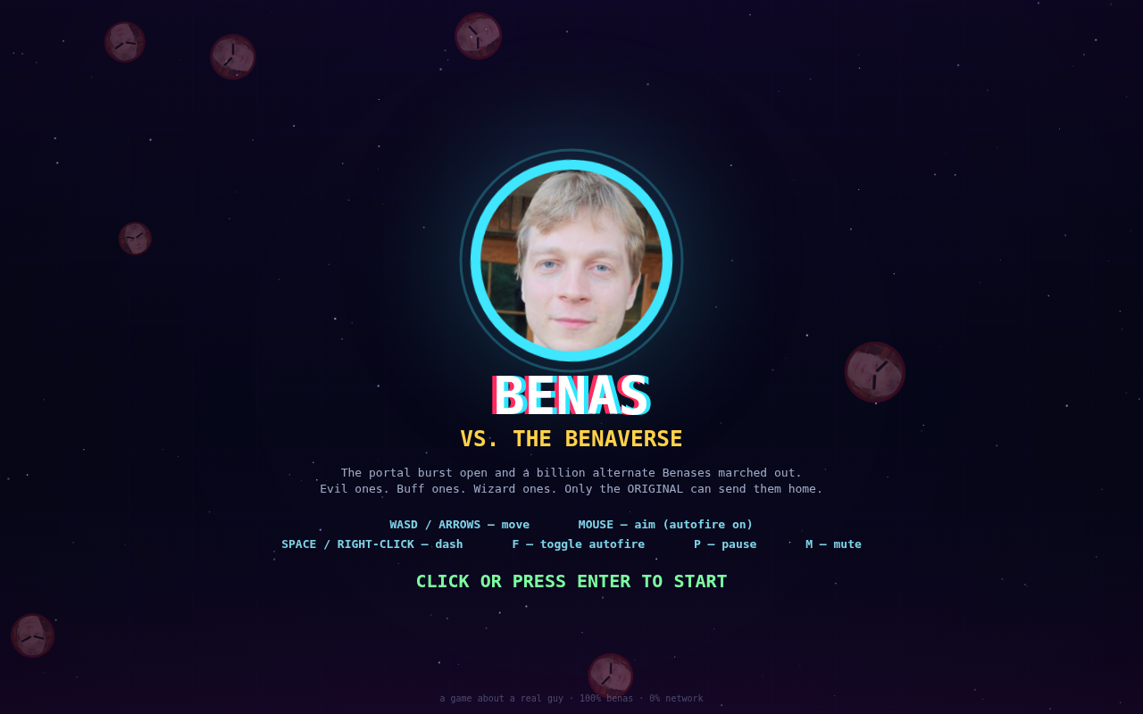 Benas vs. the Benaverse title screen