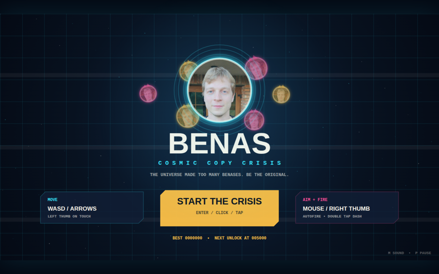 Cosmic Copy Crisis title screen